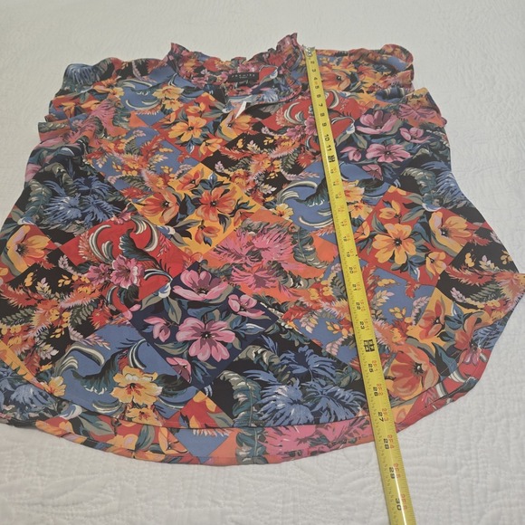 NWT Premise Floral Diamond Block Colorful Shirt Blouse Artsy Bold Art To Wear 2X - Picture 6 of 13